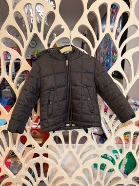 Burberry Black Quilted Hooded Puffer Jacket for Kids